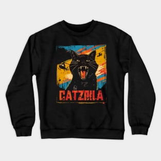 Catzilla Cat Urban Chaos Brought by Giant Crewneck Sweatshirt